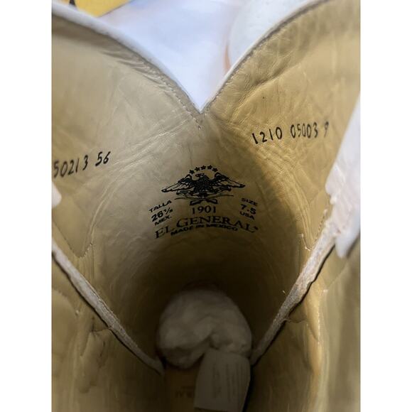 J TOE RODEO COWBOY BOOTS Men’s Sz 7.5 Leather Ostrich Bone White El General - Picture 4 of 4